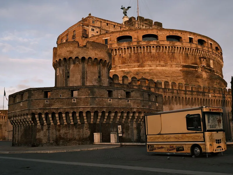 Castel Sant'Angelo fortress on the Tiber river with the angel statue on top