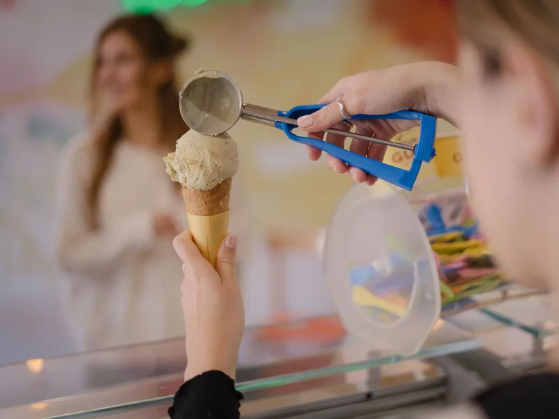 Gelato cups at Gelateria Old Bridge near the Vatican walls